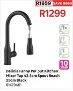 Delinia Fanny Pullout Kitchen Mixer Tap 42.3cm Spout Reach 25cm Black 81479461