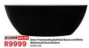 Amor Freestanding Bath Tub Black & White W145cm x D73cm x H52cm 81504436