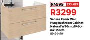 Sensea Remix Wall Hung Bathroom Cabinet Natural W90cm x D46cm x H58cm 81494479