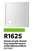Sensea Acrylic Shower Tray Essential Square White H90cm x W90cm 81474807