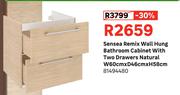 Sensea Remix Wall Hung Bathroom Cabinet With 2 Drawers Natural W60cmxD46cmxH58cm 81494480