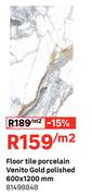 Floor Tile Porcelain Venito Gold Polished 600 x 1200mm 81498848-Per Sqm