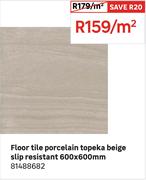 Floor Tile Porcelain Topeka Beige Slip Resistant 600 x 600mm 81488682-Per Sqm
