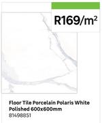 Floor Tile Porcelain Polaris White Polished 600 x 600mm 81498851-Per Sqm