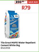Mapei Water Repellent Tile Grout Cement White 5Kg 81453159