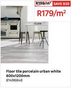 Floor Tile Porcelain Urban White 600 x 1200mm 81496848-Per Sqm