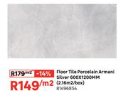 Floor Tile Porcelain Armani Silver 600 x 1200mm (2.16 Sqm/Box) 81496854