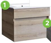 Bathroom Cabinet Wall Mount Compact 1 Drawer 600 Oak 81482496
