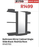 Bathroom Mirror Cabinet Single Slide Black 70 x D12 x 70cm 81481700