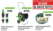 Geolia 4Pc Hose Nozzle Kit/Hose Reel Trolley 2 Hose Connectors/ Hose Geocomfort 12.5mm 50m-For All