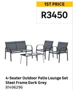 4 Seater Outdoor Patio Lounge Set Steel Frame Dark Grey 81496296