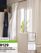 Inspire Net Curtain X 2 Doble Rod Pass White 200 x 250 81500890