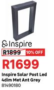 Inspire Solar Post Led 4dim Met And Grey 81490180