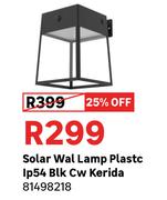 Solar Wall Lamp Plastc Ip54 Blk Cw Kerida 81498218
