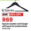 Spaceo Wooden Coat Hanger Soft Touch For Jackets Black 81461768