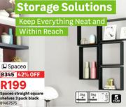 Spaceo Straight Sqaure Shelves 3 Pack Black 81467575