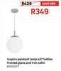 Inspire Pendant Lamp E27 x 1 x 60W Frosted Glass & Iron Satin 81401517