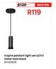 Inspire Pendant Light Set E27 x 1 Metal Matt Black 81485606