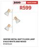 Inspire Metal Matt Floor Lamp E14 x 3 White & Wood 81483440