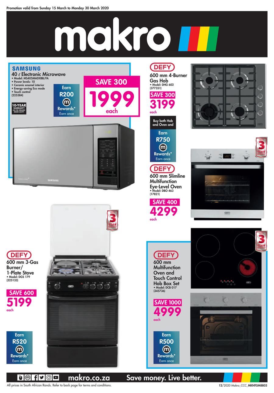 Makro oven and store hob sets