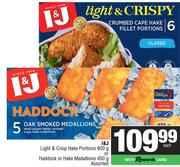 I&J Light & Crisp Hake Portions 600g Or Haddock Or Hake Medallions 450g-Each