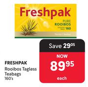 Freshpak Rooibos Tagless Teabags-160's