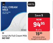 M Long Life Full Cream Milk-6 x 1L