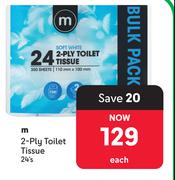 M 2 Ply Toilet Tissue-24's