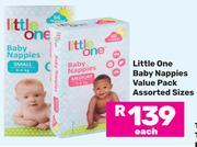 Little One Baby Nappies Value Pack (Assorted Sizes)-Each