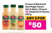 Crosse & Blackwell Kasi Magic Sauce Hot & Spicy Cheese Or Jalapeno & Cheese-For 2 x 330g
