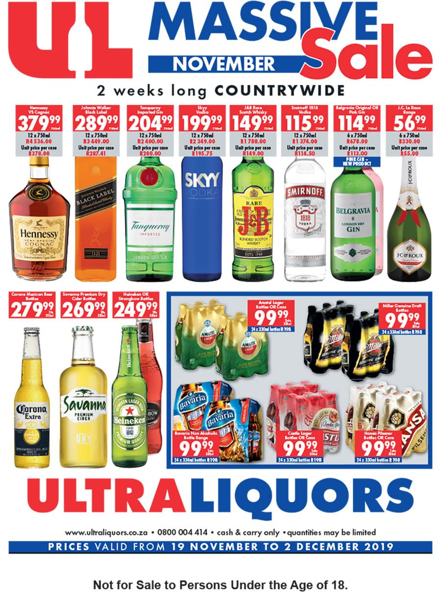 Ultra Liquors Massive Sale 19 Nov 02 Dec 2019 Www Guzzle Co Za
