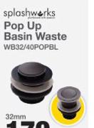 Splashworks Pop Up Basin Waste 32mm WB32-Each