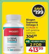 Biogen Supreme Omega-3 60 Plus 10 Soft Gelatine Capsules-For 2