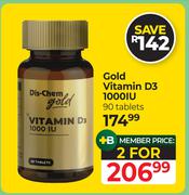 Dis-Chem Gold Vitamin D3 1000IU 90 Tablets-For 2