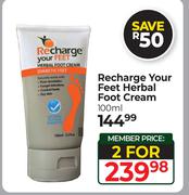 Recharge Your Feet Herbal Foot Cream-For 2 x 100ml