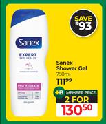 Sanex Shower Gel-For 2 x 750ml