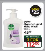 Dettol Hygiene Liquid Hand Wash-For 3 x 200ml