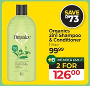 Organics 2 In 1 Shampoo & Conditioner-For 2 x 1L
