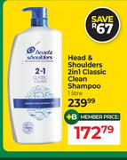 Head & Shoulders 2 In 1 Classic Clean Shampoo-1L
