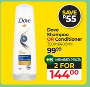 Dove Shampoo Or Conditioner For 2 x 350ml/400ml