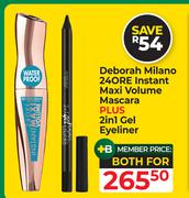 Deborah Milano 24ORE Instant Maxi Volume Mascara Plus 2 In 1 Gel Eyeliner-For Both