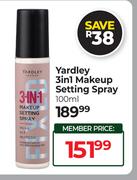 Yardley 3 In 1 Makeup Setting Spray-100ml