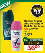 Rexona Shield Anti-Perspirant Roll-On For Men Or Women-For 2 x 50ml
