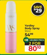 Yardley Body Spray-For 2 x 90ml