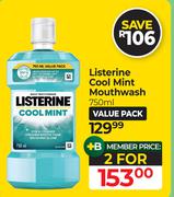 Listerine Cool Mint Mouthwash-For 2 x 75ml