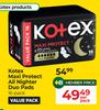 Kotex Maxi Protect All Nighter Duo Pads (16-Pack)-Per Pack