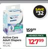 Active Care Adult Diapers (10 Pack) M/L/XL-Per Pack