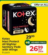 Kotex Maxi Protect All Nighter Sanitary Pads With Wings (8-Pack)-Per Pack