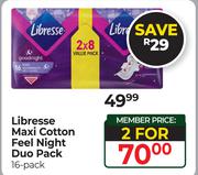 Libresse Maxi Cotton Feel Night Duo Pack-For 2 x 16 Pack