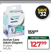 Active Care Adult Diapers (10 Pack) M/L/XL-Per Pack